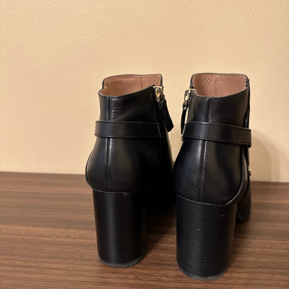 Louise et Cie Womens black leather ankle boots block heels 9M pre-owned